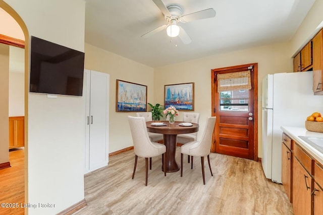 1721 S 4th St, Louisville, KY 40208 - dining space with light wood-style flooring and a ceiling fan