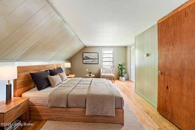 1721 S 4th St, Louisville, KY 40208 - bedroom featuring light wood-style floors and vaulted ceiling