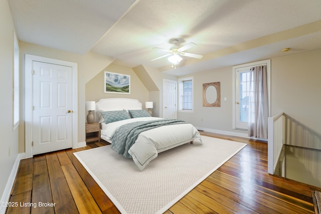 2990 Cedar Grove Rd, Shepherdsville, KY 40165 - bedroom with wood-type flooring, ceiling fan, and a textured ceiling
