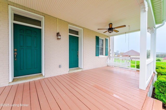 2990 Cedar Grove Rd, Shepherdsville, KY 40165 - wooden porch featuring ceiling fan