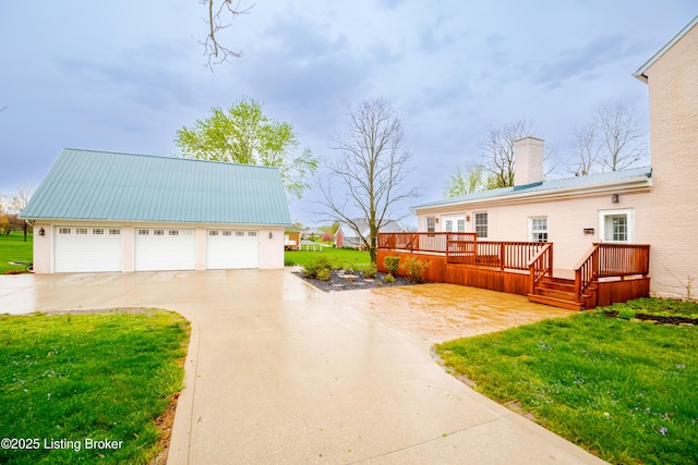 2990 Cedar Grove Rd, Shepherdsville, KY 40165 - view of grassy yard with a wooden deck and a garage