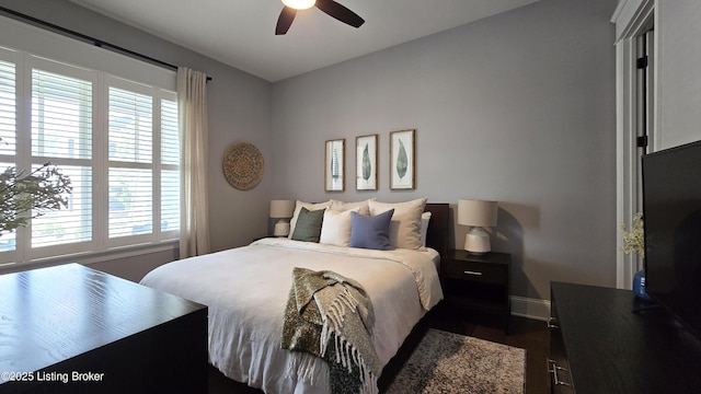 6015 St Bernadette Ave, Prospect, KY 40059 - bedroom featuring dark wood-style floors and a ceiling fan