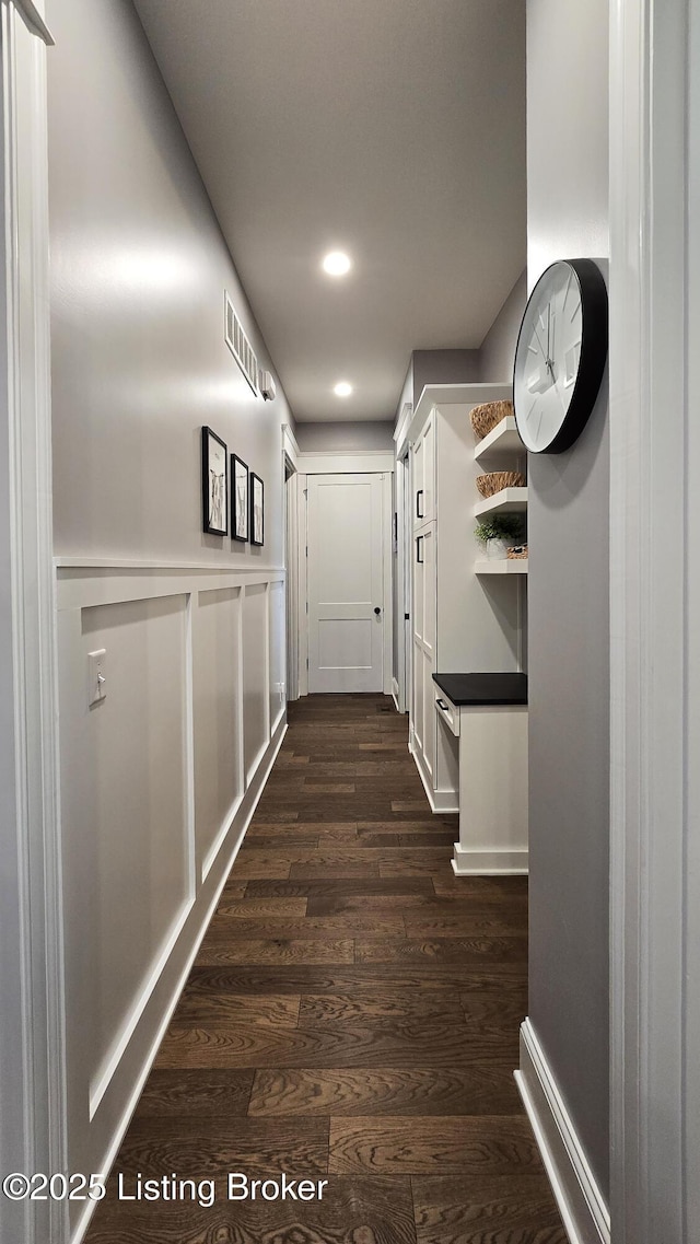 6015 St Bernadette Ave, Prospect, KY 40059 - hallway with dark wood-type flooring and recessed lighting