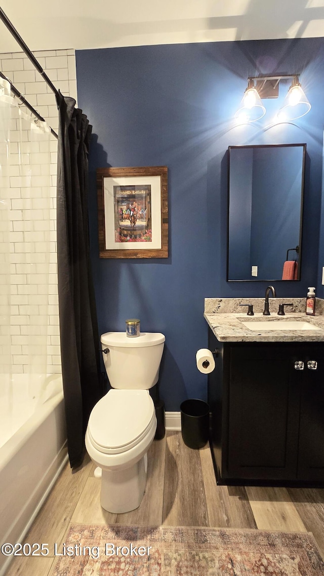 6015 St Bernadette Ave, Prospect, KY 40059 - full bathroom with wood finished floors, vanity, and shower / bath combo