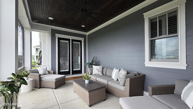 6015 St Bernadette Ave, Prospect, KY 40059 - view of patio with ceiling fan and an outdoor living space