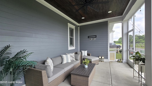 6015 St Bernadette Ave, Prospect, KY 40059 - view of patio with a ceiling fan and an outdoor hangout area