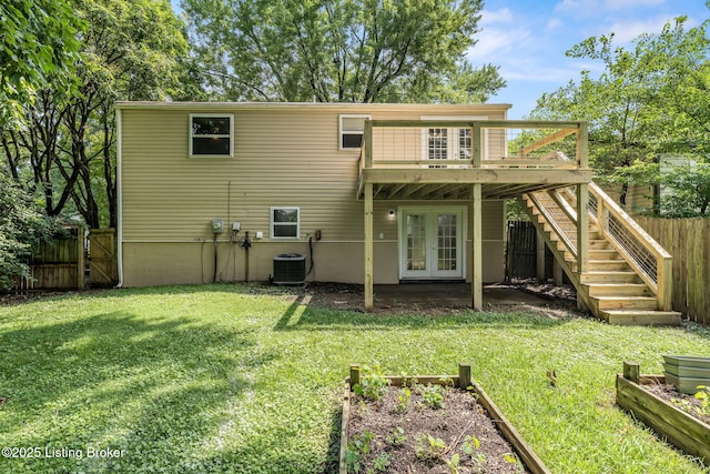 3619 Endeavor Way, Louisville, KY 40219 - back of house featuring french doors, a garden, stairway, and a deck