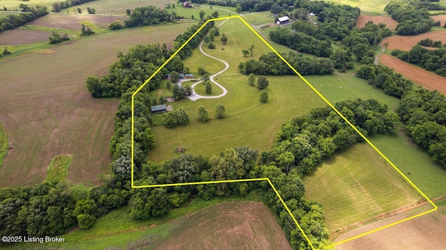 1946 Drane Ln, Eminence, KY 40019 - overview of rural landscape with property parcel outlined and agricultural land