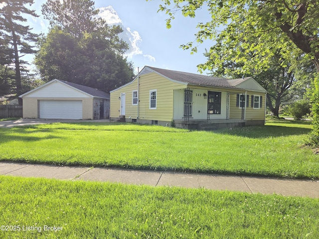 342 E Southside Ct, Louisville, KY 40214 - single story home featuring a garage, an outbuilding, and a front yard