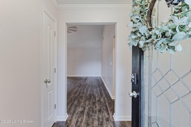 152 Glen Ridge Dr, Mt Washington, KY 40047 - foyer featuring dark wood-type flooring and crown molding