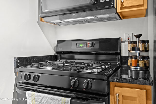 953 Baxter Ave Unit 101, Louisville, KY 40204 - kitchen with black gas stove and dark countertops
