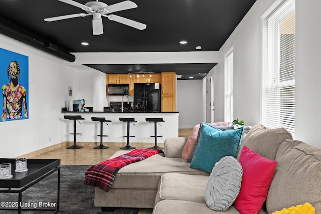 953 Baxter Ave Unit 101, Louisville, KY 40204 - living area with a ceiling fan and recessed lighting