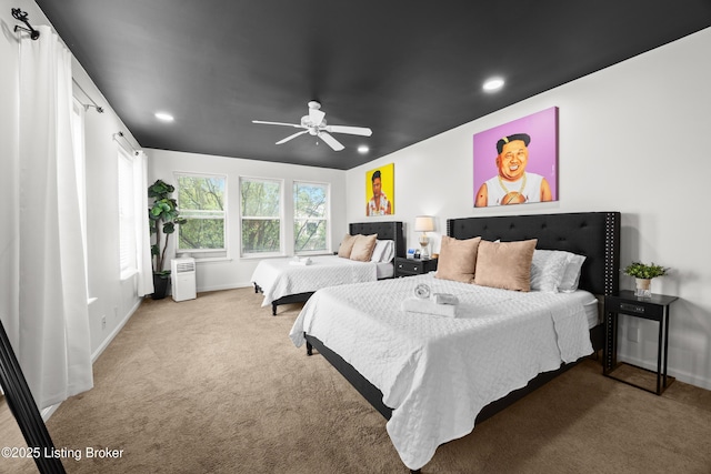 953 Baxter Ave Unit 101, Louisville, KY 40204 - bedroom with light carpet, recessed lighting, and a ceiling fan