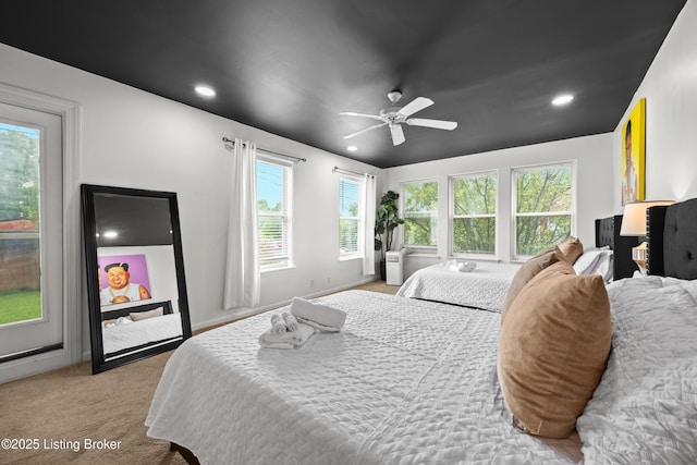 953 Baxter Ave Unit 101, Louisville, KY 40204 - bedroom with light carpet, recessed lighting, and a ceiling fan