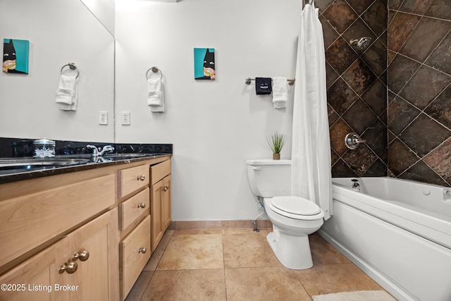 953 Baxter Ave Unit 101, Louisville, KY 40204 - bathroom featuring vanity, shower / bathtub combination with curtain, and tile patterned floors