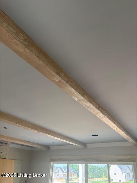 7203 Sunset Ln, Crestwood, KY 40014 - detailed view of beam ceiling and recessed lighting