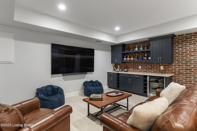 6113 St Bernadette Ave, Prospect, KY 40059 - living area with wine cooler, bar with sink, and recessed lighting