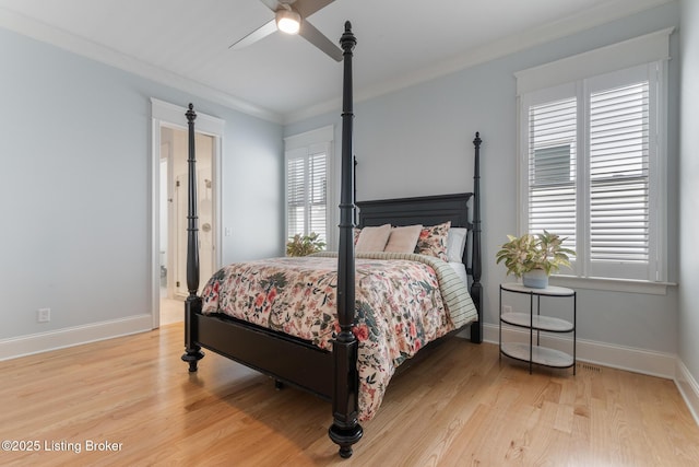 6113 St Bernadette Ave, Prospect, KY 40059 - bedroom featuring wood finished floors, ornamental molding, and a ceiling fan