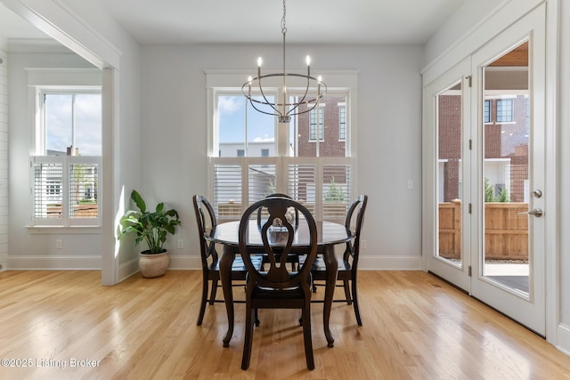 6113 St Bernadette Ave, Prospect, KY 40059 - dining area featuring healthy amount of natural light, a chandelier, and light wood-style flooring