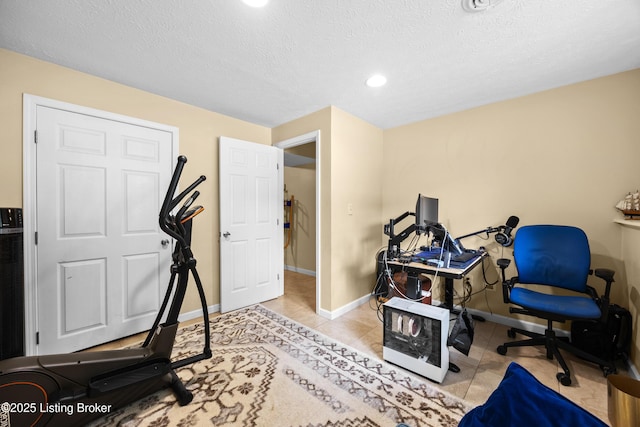 3403 Endeavor Way, Louisville, KY 40219 - exercise area with a textured ceiling, tile patterned flooring, and recessed lighting
