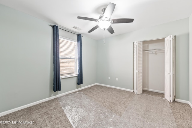 930 York St, Newport, KY 41071 - unfurnished bedroom with carpet flooring, a closet, and a ceiling fan