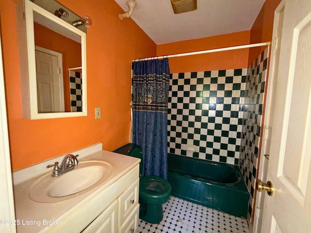 3809 Algonquin Pkwy, Louisville, KY 40211 - full bath with vanity, shower / bath combo, and tile patterned flooring
