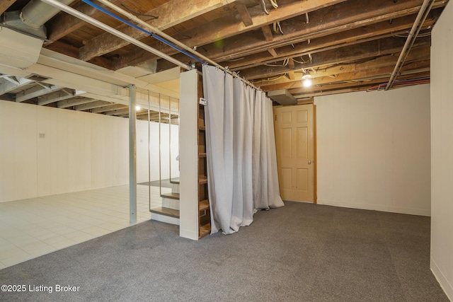 1005 Rosemary Dr, Louisville, KY 40213 - unfinished basement with carpet and stairs