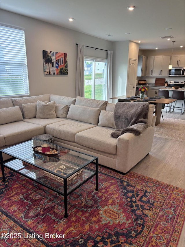 4021 White Pine Ln, La Grange, KY 40031 - living area with light wood-style flooring and recessed lighting