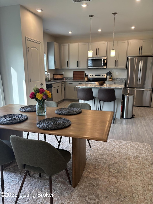 4021 White Pine Ln, La Grange, KY 40031 - dining space with light wood finished floors and recessed lighting