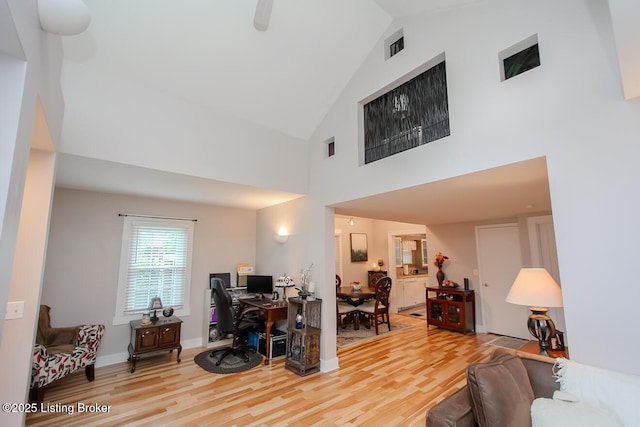 129 E Park Pl, Jeffersonville, IN 47130 - home office with wood finished floors and high vaulted ceiling