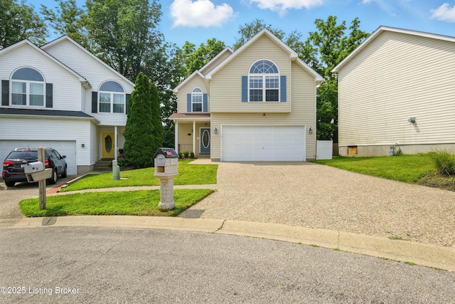 11411 Catalpa View Ct, Louisville, KY 40299 - traditional home with an attached garage, concrete driveway, and a front lawn