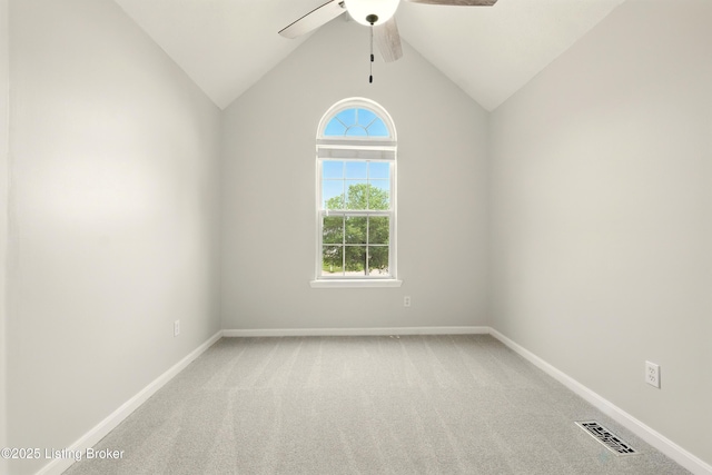 11411 Catalpa View Ct, Louisville, KY 40299 - unfurnished room featuring healthy amount of natural light, carpet floors, a ceiling fan, and vaulted ceiling