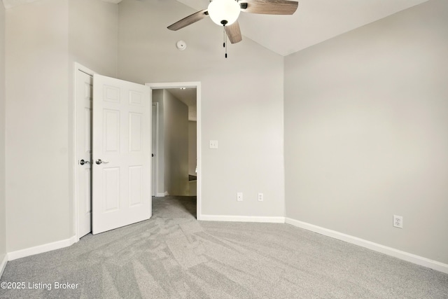 11411 Catalpa View Ct, Louisville, KY 40299 - unfurnished bedroom with carpet flooring, vaulted ceiling, and a ceiling fan