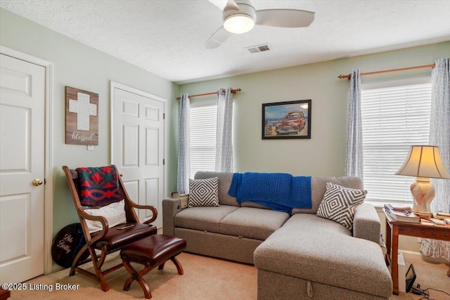 11300 Rdg Lake Dr, Louisville, KY 40272 - living area featuring light carpet and a ceiling fan