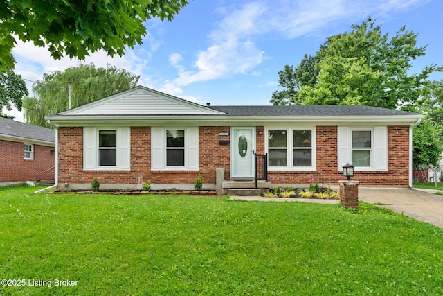 4900 Glenna Way, Louisville, KY 40219 - ranch-style house with a front lawn and brick siding