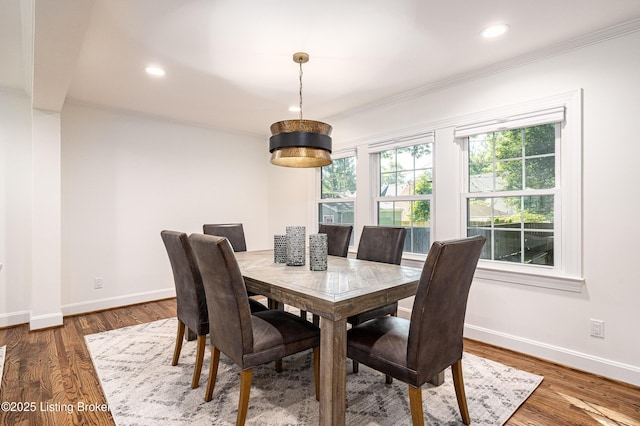 4022 Hycliffe Ave, Louisville, KY 40207 - dining room featuring recessed lighting, ornamental molding, and wood finished floors