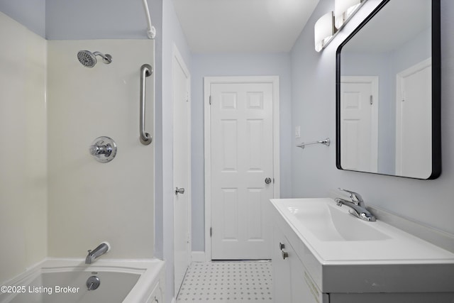2301 Farnsley Rd, Louisville, KY 40216 - full bathroom with vanity, washtub / shower combination, and tile patterned floors