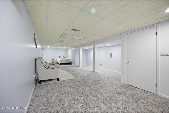 2301 Farnsley Rd, Louisville, KY 40216 - finished below grade area featuring carpet floors and a paneled ceiling