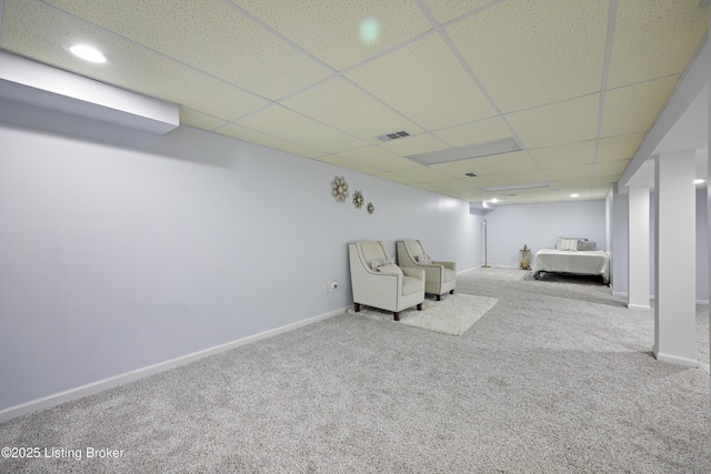 2301 Farnsley Rd, Louisville, KY 40216 - living area with carpet, a drop ceiling, and recessed lighting