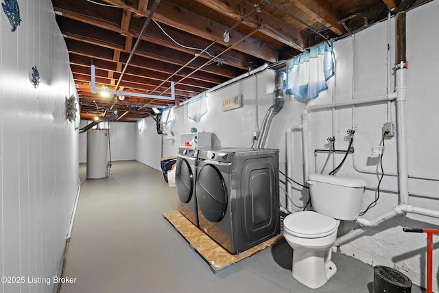 2301 Farnsley Rd, Louisville, KY 40216 - unfinished basement featuring washing machine and clothes dryer and water heater