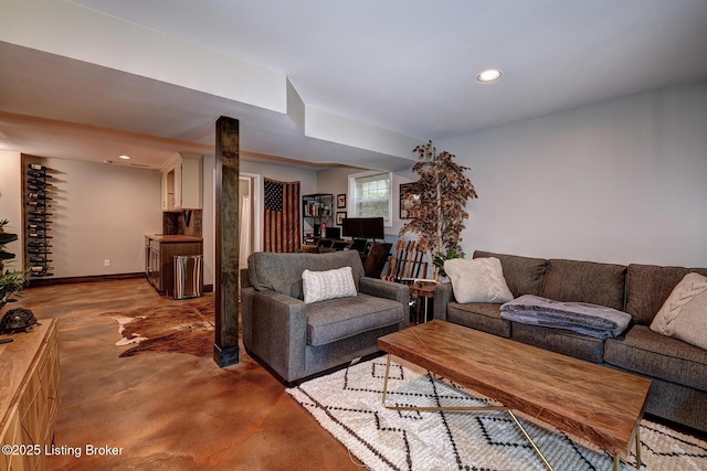 6011 Windsong Ct, Louisville, KY 40207 - living area featuring concrete flooring and recessed lighting