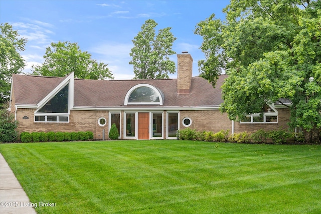 1430 Oakmont Ct, Shelbyville, KY 40065 - rear view of property with a yard, a chimney, and brick siding
