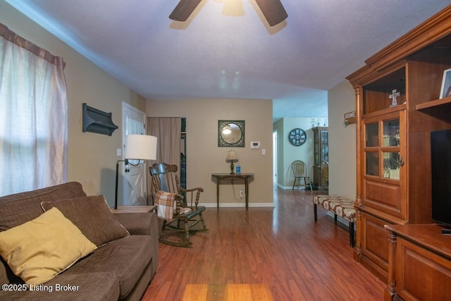 933 Lakeshore Pkwy, Brandenburg, KY 40108 - living area with a ceiling fan and wood finished floors