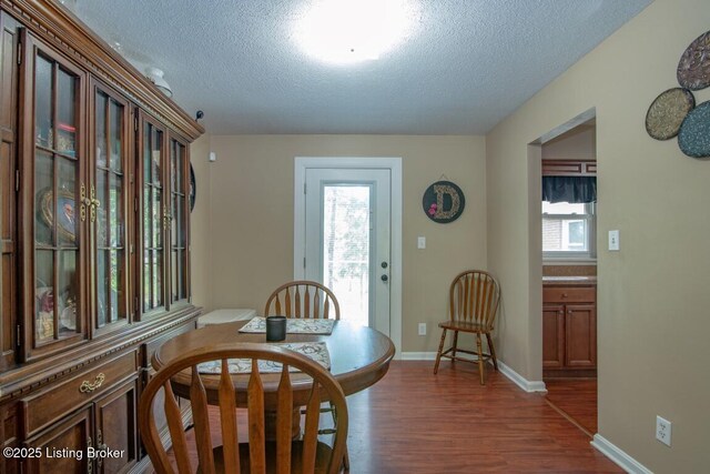 933 Lakeshore Pkwy, Brandenburg, KY 40108 - dining area with dark wood-style flooring and a textured ceiling