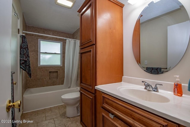 933 Lakeshore Pkwy, Brandenburg, KY 40108 - full bathroom featuring vanity, shower / tub combo with curtain, and tile patterned flooring