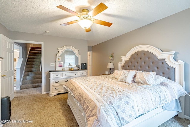 4101 Adelaide Ct, Louisville, KY 40241 - bedroom with light colored carpet, a ceiling fan, and a textured ceiling