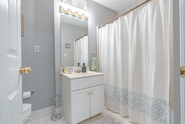 4101 Adelaide Ct, Louisville, KY 40241 - full bathroom featuring vanity, tile patterned floors, a shower with shower curtain, and a textured ceiling