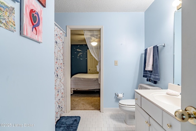 4101 Adelaide Ct, Louisville, KY 40241 - full bath with tile patterned floors, vanity, a textured ceiling, and curtained shower