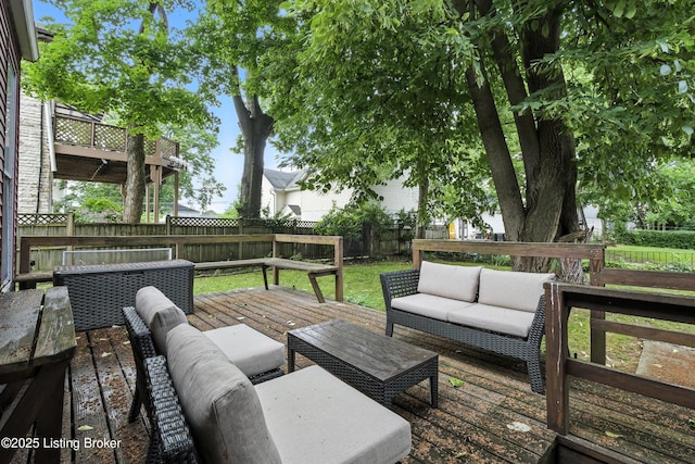 1080 Baxter Ave Unit 2, Louisville, KY 40204 - wooden terrace with an outdoor hangout area and a fenced backyard