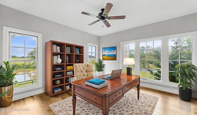 120 Lakelynn Ln, Shelbyville, KY 40065 - office featuring light wood-style flooring and a ceiling fan